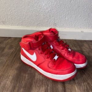 Red Nike high top air forces